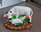 Marble Kamdhenu cow and calf statue, 13cm tall Indian handicraft